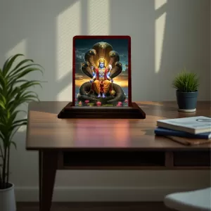 Car Desk/Table Top Lord Vishnu Wooden Photo Stand 3x4 Inches, Compact & Stylish Spiritual Display For Car, Home & Office (Pack Of 1) (F14422) Car Desk/Table Top Lord Vishnu Wooden Photo Stand 3x4 Inches, Compact & Stylish Spiritual Display For Car, Home & Office (Pack Of 1) (F14422)