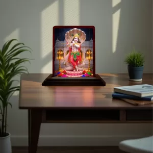 Car Desk/Table Top Lord Krishna Wooden Photo Stand 3x4 Inches, Compact & Stylish Spiritual Display For Car, Home & Office (Pack Of 1) (F14430) Car Desk/Table Top Lord Krishna Wooden Photo Stand 3x4 Inches, Compact & Stylish Spiritual Display For Car, Home & Office (Pack Of 1) (F14430)