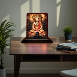 Car Desk/Table Top Lord Hanuman Wooden Photo Stand  3x4 Inches, Compact & Stylish Spiritual Display For Car, Home & Office (Pack Of 1) (F14432)