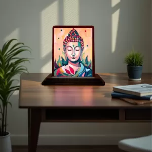 Car Desk/Table Top Meditative Buddha Wooden Photo Stand 3x4 Inches, Compact & Stylish Spiritual Display For Car, Home & Office (Pack Of 1) (F14434) Car Desk/Table Top Meditative Buddha Wooden Photo Stand 3x4 Inches, Compact & Stylish Spiritual Display For Car, Home & Office (Pack Of 1) (F14434)
