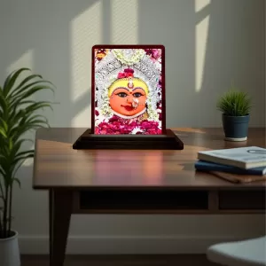 Car Desk/Table Top Harsiddhi_Maa Wooden Photo Stand 3x4 Inches, Compact & Stylish Spiritual Display For Car, Home & Office (Pack Of 1) (F14446) Car Desk/Table Top Harsiddhi_Maa Wooden Photo Stand 3x4 Inches, Compact & Stylish Spiritual Display For Car, Home & Office (Pack Of 1) (F14446)