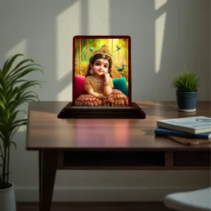 Car Desk/Table Top Cute Radha Wooden Photo Stand 3x4 Inches, Compact & Stylish Spiritual Display For Car, Home & Office (Pack Of 1) (F14461) Car Desk/Table Top Cute Radha Wooden Photo Stand 3x4 Inches, Compact & Stylish Spiritual Display For Car, Home & Office (Pack Of 1) (F14461)