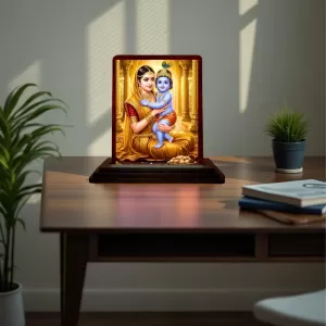 Car Desk/Table Top Yashodha Krishna Wooden Photo Stand 3x4 Inches, Compact & Stylish Spiritual Display For Car, Home & Office (Pack Of 1) (F14467) Car Desk/Table Top Yashodha Krishna Wooden Photo Stand 3x4 Inches, Compact & Stylish Spiritual Display For Car, Home & Office (Pack Of 1) (F14467)