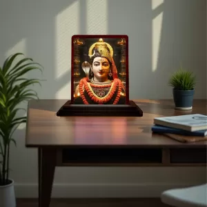 Car Desk/Table Top Lord Shiva Arthanarishwara Wooden Photo Stand 3x4 Inches, Compact & Stylish Spiritual Display For Car, Home & Office (Pack Of 1) (F14481) Car Desk/Table Top Lord Shiva Arthanarishwara Wooden Photo Stand 3x4 Inches, Compact & Stylish Spiritual Display For Car, Home & Office (Pack Of 1) (F14481)