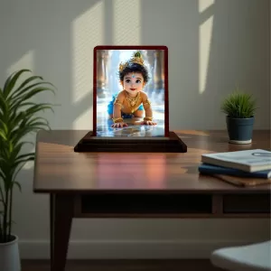Car Desk/Table Top Lord Krishna Wooden Photo Stand 3x4 Inches, Compact & Stylish Spiritual Display For Car, Home & Office (Pack Of 1) (F14490) Car Desk/Table Top Lord Krishna Wooden Photo Stand 3x4 Inches, Compact & Stylish Spiritual Display For Car, Home & Office (Pack Of 1) (F14490)