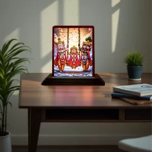 Car Desk/Table Top Lord Jagannath Wooden Photo Stand 3x4 Inches, Compact & Stylish Spiritual Display For Car, Home & Office (Pack Of 1) (F14499) Car Desk/Table Top Lord Jagannath Wooden Photo Stand 3x4 Inches, Compact & Stylish Spiritual Display For Car, Home & Office (Pack Of 1) (F14499)