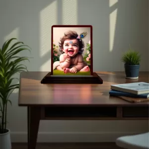 Car Desk/Table Top Lord Krishna Wooden Photo Stand 3x4 Inches, Compact & Stylish Spiritual Display For Car, Home & Office (Pack Of 1) (F14503) Car Desk/Table Top Lord Krishna Wooden Photo Stand 3x4 Inches, Compact & Stylish Spiritual Display For Car, Home & Office (Pack Of 1) (F14503)