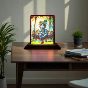 Car Desk/Table Top Lord Krishna Wooden Photo Stand 3x4 Inches, Compact & Stylish Spiritual Display For Car, Home & Office (Pack Of 1) (F14506) Car Desk/Table Top Lord Krishna Wooden Photo Stand 3x4 Inches, Compact & Stylish Spiritual Display For Car, Home & Office (Pack Of 1) (F14506)