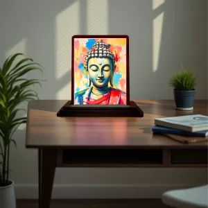 Car Desk/Table Top Lord Buddha Wooden Photo Stand 3x4 Inches, Compact & Stylish Spiritual Display For Car, Home & Office (Pack Of 1) (F14507) Car Desk/Table Top Lord Buddha Wooden Photo Stand 3x4 Inches, Compact & Stylish Spiritual Display For Car, Home & Office (Pack Of 1) (F14507)
