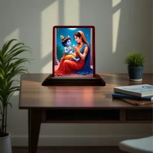 Car Desk/Table Top Yashodha With Krishna Wooden Photo Stand 3x4 Inches, Compact & Stylish Spiritual Display For Car, Home & Office (Pack Of 1) (F14521) Car Desk/Table Top Yashodha With Krishna Wooden Photo Stand 3x4 Inches, Compact & Stylish Spiritual Display For Car, Home & Office (Pack Of 1) (F14521)