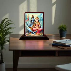 Car Desk/Table Top Lord Shiva And Parvathi Wooden Photo Stand 3x4 Inches, Compact & Stylish Spiritual Display For Car, Home & Office (Pack Of 1) (F14529) Car Desk/Table Top Lord Shiva And Parvathi Wooden Photo Stand 3x4 Inches, Compact & Stylish Spiritual Display For Car, Home & Office (Pack Of 1) (F14529)