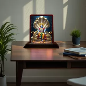 Car Desk/Table Top Lord Vishnu Wooden Photo Stand 3x4 Inches, Compact & Stylish Spiritual Display For Car, Home & Office (Pack Of 1) (F14535) Car Desk/Table Top Lord Vishnu Wooden Photo Stand 3x4 Inches, Compact & Stylish Spiritual Display For Car, Home & Office (Pack Of 1) (F14535)