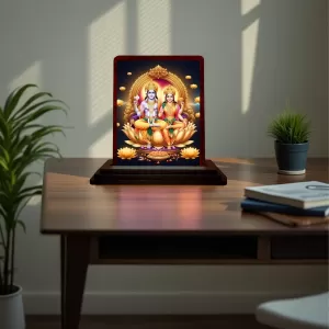 Car Desk/Table Top Lord Vishnu Lakshmi Wooden Photo Stand 3x4 Inches, Compact & Stylish Spiritual Display For Car, Home & Office (Pack Of 1) (F14557) Car Desk/Table Top Lord Vishnu Lakshmi Wooden Photo Stand 3x4 Inches, Compact & Stylish Spiritual Display For Car, Home & Office (Pack Of 1) (F14557)