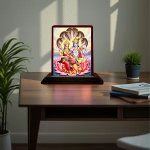 Car Desk/Table Top Lord Vishnu Lakshmi Wooden Photo Stand 3x4 Inches, Compact & Stylish Spiritual Display For Car, Home & Office (Pack Of 1) (F14558) Car Desk/Table Top Lord Vishnu Lakshmi Wooden Photo Stand 3x4 Inches, Compact & Stylish Spiritual Display For Car, Home & Office (Pack Of 1) (F14558)
