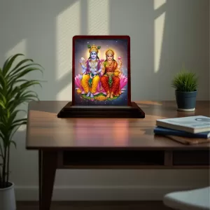 Car Desk/Table Top Lord Vishnu Lakshmi Wooden Photo Stand 3x4 Inches, Compact & Stylish Spiritual Display For Car, Home & Office (Pack Of 1) (F14560) Car Desk/Table Top Lord Vishnu Lakshmi Wooden Photo Stand 3x4 Inches, Compact & Stylish Spiritual Display For Car, Home & Office (Pack Of 1) (F14560)