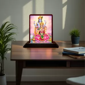 Car Desk/Table Top Lord Vishnu Lakshmi Wooden Photo Stand 3x4 Inches, Compact & Stylish Spiritual Display For Car, Home & Office (Pack Of 1) (F14563) Car Desk/Table Top Lord Vishnu Lakshmi Wooden Photo Stand 3x4 Inches, Compact & Stylish Spiritual Display For Car, Home & Office (Pack Of 1) (F14563)