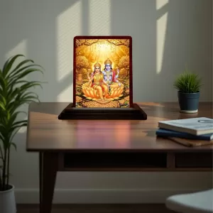 Car Desk/Table Top Lord Vishnu Lakshmi Wooden Photo Stand 3x4 Inches, Compact & Stylish Spiritual Display For Car, Home & Office (Pack Of 1) (F14564) Car Desk/Table Top Lord Vishnu Lakshmi Wooden Photo Stand 3x4 Inches, Compact & Stylish Spiritual Display For Car, Home & Office (Pack Of 1) (F14564)