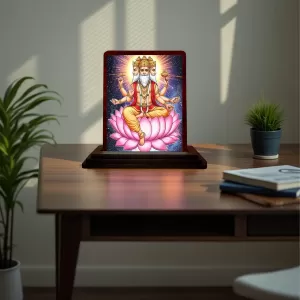Car Desk/Table Top Lord Bramha Wooden Photo Stand 3x4 Inches, Compact & Stylish Spiritual Display For Car, Home & Office (Pack Of 1) (F14568) Car Desk/Table Top Lord Bramha Wooden Photo Stand 3x4 Inches, Compact & Stylish Spiritual Display For Car, Home & Office (Pack Of 1) (F14568)
