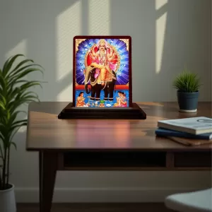 Car Desk/Table Top Lord Vishwakarma Wooden Photo Stand  3x4 Inches, Compact & Stylish Spiritual Display For Car, Home & Office (Pack Of 1) (F14581)