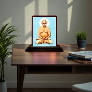 Car Desk/Table Top Mahaveer Babaji Wooden Photo Stand 3x4 Inches, Compact & Stylish Spiritual Display For Car, Home & Office (Pack Of 1) (F14583) Car Desk/Table Top Mahaveer Babaji Wooden Photo Stand 3x4 Inches, Compact & Stylish Spiritual Display For Car, Home & Office (Pack Of 1) (F14583)