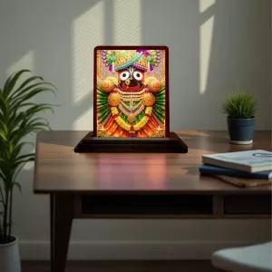 Car Desk/Table Top Lord Jagannath Wooden Photo Stand 3x4 Inches, Compact & Stylish Spiritual Display For Car, Home & Office (Pack Of 1) (F14588) Car Desk/Table Top Lord Jagannath Wooden Photo Stand 3x4 Inches, Compact & Stylish Spiritual Display For Car, Home & Office (Pack Of 1) (F14588)