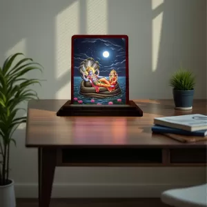 Car Desk/Table Top Lord Vishnu Wooden Photo Stand 3x4 Inches, Compact & Stylish Spiritual Display For Car, Home & Office (Pack Of 1) (F14594) Car Desk/Table Top Lord Vishnu Wooden Photo Stand 3x4 Inches, Compact & Stylish Spiritual Display For Car, Home & Office (Pack Of 1) (F14594)