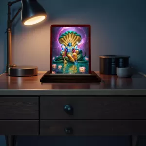 Car Desk/Table Top Lord Vishnu Wooden Photo Stand 3x4 Inches, Compact & Stylish Spiritual Display For Car, Home & Office (Pack Of 1) (F14605) Car Desk/Table Top Lord Vishnu Wooden Photo Stand 3x4 Inches, Compact & Stylish Spiritual Display For Car, Home & Office (Pack Of 1) (F14605)