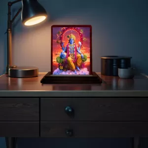 Car Desk/Table Top Lord Vishnu Wooden Photo Stand 3x4 Inches, Compact & Stylish Spiritual Display For Car, Home & Office (Pack Of 1) (F14612) Car Desk/Table Top Lord Vishnu Wooden Photo Stand 3x4 Inches, Compact & Stylish Spiritual Display For Car, Home & Office (Pack Of 1) (F14612)