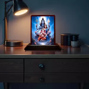 Car Desk/Table Top Lord Shiva And Parvathi And Ganesha Wooden Photo Stand 3x4 Inches, Compact & Stylish Spiritual Display For Car, Home & Office (Pack Of 1) (F14614) Car Desk/Table Top Lord Shiva And Parvathi And Ganesha Wooden Photo Stand 3x4 Inches, Compact & Stylish Spiritual Display For Car, Home & Office (Pack Of 1) (F14614)