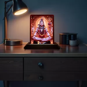 Car Desk/Table Top Lord Shiva Wooden Photo Stand 3x4 Inches, Compact & Stylish Spiritual Display For Car, Home & Office (Pack Of 1) (F14615) Car Desk/Table Top Lord Shiva Wooden Photo Stand 3x4 Inches, Compact & Stylish Spiritual Display For Car, Home & Office (Pack Of 1) (F14615)