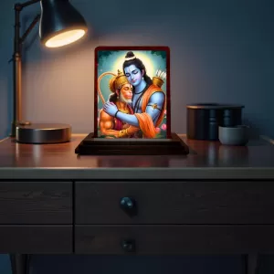Car Desk/Table Top Lord Rama And Hanuman Wooden Photo Stand 3x4 Inches, Compact & Stylish Spiritual Display For Car, Home & Office (Pack Of 1) (F14637) Car Desk/Table Top Lord Rama And Hanuman Wooden Photo Stand 3x4 Inches, Compact & Stylish Spiritual Display For Car, Home & Office (Pack Of 1) (F14637)
