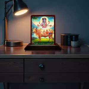 Car Desk/Table Top Lord Dattatreya Wooden Photo Stand 3x4 Inches, Compact & Stylish Spiritual Display For Car, Home & Office (Pack Of 1) (F14639) Car Desk/Table Top Lord Dattatreya Wooden Photo Stand 3x4 Inches, Compact & Stylish Spiritual Display For Car, Home & Office (Pack Of 1) (F14639)