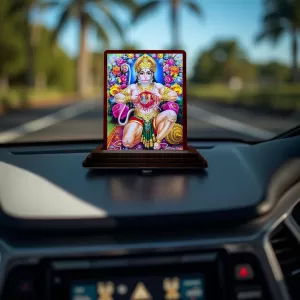 Car Desk/Table Top Lord Hanuman Wooden Photo Stand 3x4 Inches, Compact & Stylish Spiritual Display For Car, Home & Office (Pack Of 1) (F15053) Car Desk/Table Top Lord Hanuman Wooden Photo Stand 3x4 Inches, Compact & Stylish Spiritual Display For Car, Home & Office (Pack Of 1) (F15053)