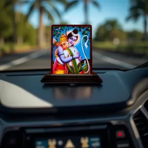 Car Desk/Table Top Lord Ram Hanuman Wooden Photo Stand 3x4 Inches, Compact & Stylish Spiritual Display For Car, Home & Office (Pack Of 1) (F15054) Car Desk/Table Top Lord Ram Hanuman Wooden Photo Stand 3x4 Inches, Compact & Stylish Spiritual Display For Car, Home & Office (Pack Of 1) (F15054)