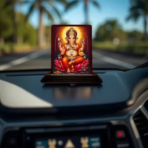 Car Desk/Table Top Lord Ganesha Wooden Photo Stand 3x4 Inches, Compact & Stylish Spiritual Display For Car, Home & Office (Pack Of 1) (F15074) Car Desk/Table Top Lord Ganesha Wooden Photo Stand 3x4 Inches, Compact & Stylish Spiritual Display For Car, Home & Office (Pack Of 1) (F15074)