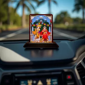 Car Desk/Table Top Lord Radha Krishn Wooden Photo Stand 3x4 Inches, Compact & Stylish Spiritual Display For Car, Home & Office (Pack Of 1) (F15097) Car Desk/Table Top Lord Radha Krishn Wooden Photo Stand 3x4 Inches, Compact & Stylish Spiritual Display For Car, Home & Office (Pack Of 1) (F15097)