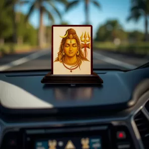 Car Desk/Table Top Lord Shiva Wooden Photo Stand 3x4 Inches, Compact & Stylish Spiritual Display For Car, Home & Office (Pack Of 1) (F15098) Car Desk/Table Top Lord Shiva Wooden Photo Stand 3x4 Inches, Compact & Stylish Spiritual Display For Car, Home & Office (Pack Of 1) (F15098)