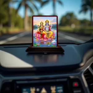Car Desk/Table Top Lord Vishnu Laxmi Wooden Photo Stand 3x4 Inches, Compact & Stylish Spiritual Display For Car, Home & Office (Pack Of 1) (F15108) Car Desk/Table Top Lord Vishnu Laxmi Wooden Photo Stand 3x4 Inches, Compact & Stylish Spiritual Display For Car, Home & Office (Pack Of 1) (F15108)