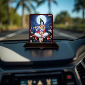 Car Desk/Table Top Lord Krishna Wooden Photo Stand 3x4 Inches, Compact & Stylish Spiritual Display For Car, Home & Office (Pack Of 1) (F15112) Car Desk/Table Top Lord Krishna Wooden Photo Stand 3x4 Inches, Compact & Stylish Spiritual Display For Car, Home & Office (Pack Of 1) (F15112)