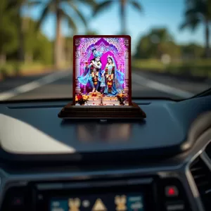Car Desk/Table Top Lord Radha Krishna Wooden Photo Stand 3x4 Inches, Compact & Stylish Spiritual Display For Car, Home & Office (Pack Of 1) (F15121) Car Desk/Table Top Lord Radha Krishna Wooden Photo Stand 3x4 Inches, Compact & Stylish Spiritual Display For Car, Home & Office (Pack Of 1) (F15121)