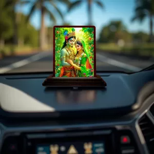 Car Desk/Table Top Lord Radha Krishna Wooden Photo Stand 3x4 Inches, Compact & Stylish Spiritual Display For Car, Home & Office (Pack Of 1) (F15126) Car Desk/Table Top Lord Radha Krishna Wooden Photo Stand 3x4 Inches, Compact & Stylish Spiritual Display For Car, Home & Office (Pack Of 1) (F15126)