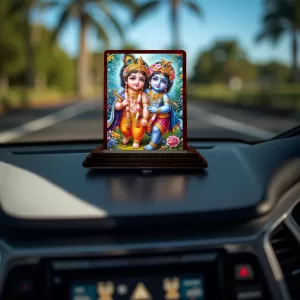 Car Desk/Table Top Lord Bal Krishna Wooden Photo Stand 3x4 Inches, Compact & Stylish Spiritual Display For Car, Home & Office (Pack Of 1) (F15131) Car Desk/Table Top Lord Bal Krishna Wooden Photo Stand 3x4 Inches, Compact & Stylish Spiritual Display For Car, Home & Office (Pack Of 1) (F15131)