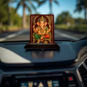 Car Desk/Table Top Lord Ganesha Wooden Photo Stand 3x4 Inches, Compact & Stylish Spiritual Display For Car, Home & Office (Pack Of 1) (F15139) Car Desk/Table Top Lord Ganesha Wooden Photo Stand 3x4 Inches, Compact & Stylish Spiritual Display For Car, Home & Office (Pack Of 1) (F15139)