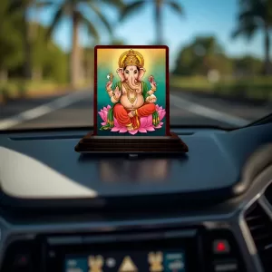 Car Desk/Table Top Lord Ganesha Wooden Photo Stand 3x4 Inches, Compact & Stylish Spiritual Display For Car, Home & Office (Pack Of 1) (F15163) Car Desk/Table Top Lord Ganesha Wooden Photo Stand 3x4 Inches, Compact & Stylish Spiritual Display For Car, Home & Office (Pack Of 1) (F15163)