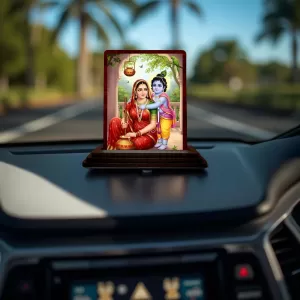 Car Desk/Table Top Lord Radha Krishna Wooden Photo Stand 3x4 Inches, Compact & Stylish Spiritual Display For Car, Home & Office (Pack Of 1) (F15170) Car Desk/Table Top Lord Radha Krishna Wooden Photo Stand 3x4 Inches, Compact & Stylish Spiritual Display For Car, Home & Office (Pack Of 1) (F15170)