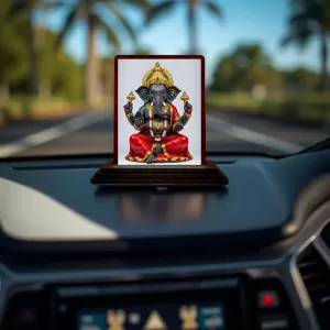 Car Desk/Table Top Lord Ganesh Wooden Photo Stand 3x4 Inches, Compact & Stylish Spiritual Display For Car, Home & Office (Pack Of 1) (F15182) Car Desk/Table Top Lord Ganesh Wooden Photo Stand 3x4 Inches, Compact & Stylish Spiritual Display For Car, Home & Office (Pack Of 1) (F15182)