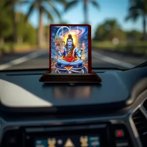 Car Desk/Table Top Lord Shankar Wooden Photo Stand 3x4 Inches, Compact & Stylish Spiritual Display For Car, Home & Office (Pack Of 1) (F15183) Car Desk/Table Top Lord Shankar Wooden Photo Stand 3x4 Inches, Compact & Stylish Spiritual Display For Car, Home & Office (Pack Of 1) (F15183)