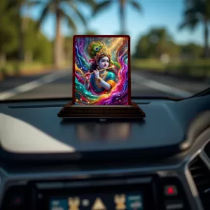 Car Desk/Table Top Lord Krishna Wooden Photo Stand 3x4 Inches, Compact & Stylish Spiritual Display For Car, Home & Office (Pack Of 1) (F15188) Car Desk/Table Top Lord Krishna Wooden Photo Stand 3x4 Inches, Compact & Stylish Spiritual Display For Car, Home & Office (Pack Of 1) (F15188)