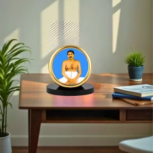 Car Desk/Table Top Sri Thakur Anukul Metal Golden Photo Stand  2x2 Inches, Compact & Stylish Spiritual Display For Car, Home & Office (Pack Of 1) (F18443)