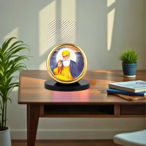 Car Desk/Table Top Gurunanak Metal Golden Photo Stand 2x2 Inches, Compact & Stylish Spiritual Display For Car, Home & Office (Pack Of 1) (F18451) Car Desk/Table Top Gurunanak Metal Golden Photo Stand 2x2 Inches, Compact & Stylish Spiritual Display For Car, Home & Office (Pack Of 1) (F18451)